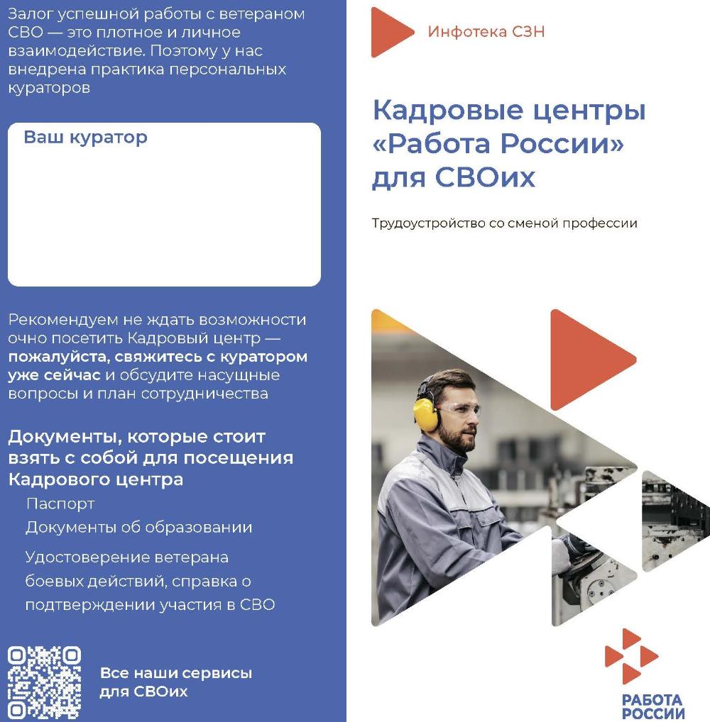 Памятки (маршрутные листы) в целях информирования участников специальной военной операции о возможностях трудоустройства (обучения)